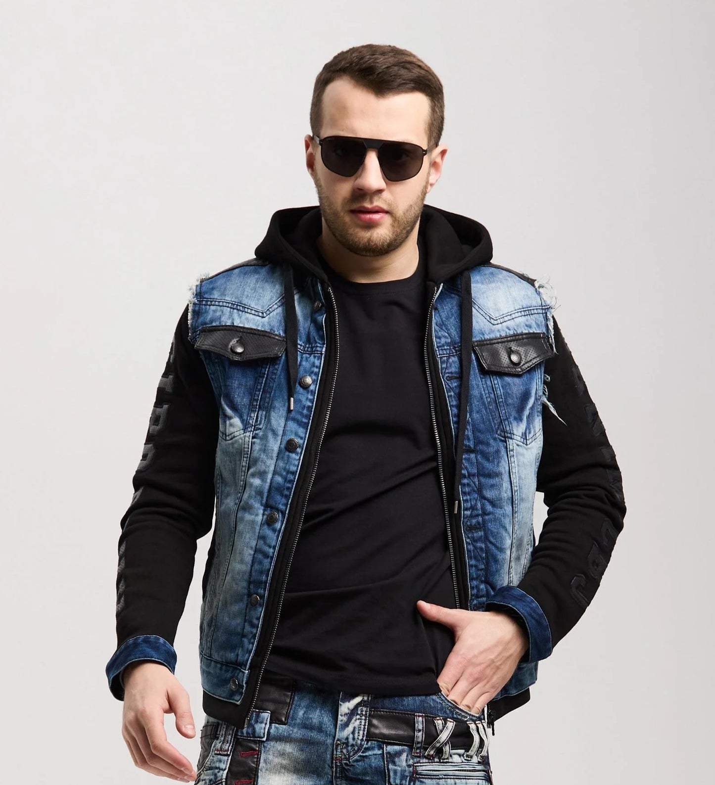 Cipo & Baxx IOWA Herren Jeans Jacke Weste Denim Hoodie CJ154