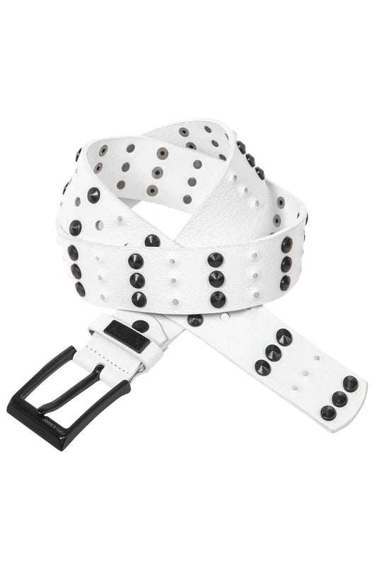 Cipo & Baxx Herren Leder Gürtel Nieten CG122 weiss