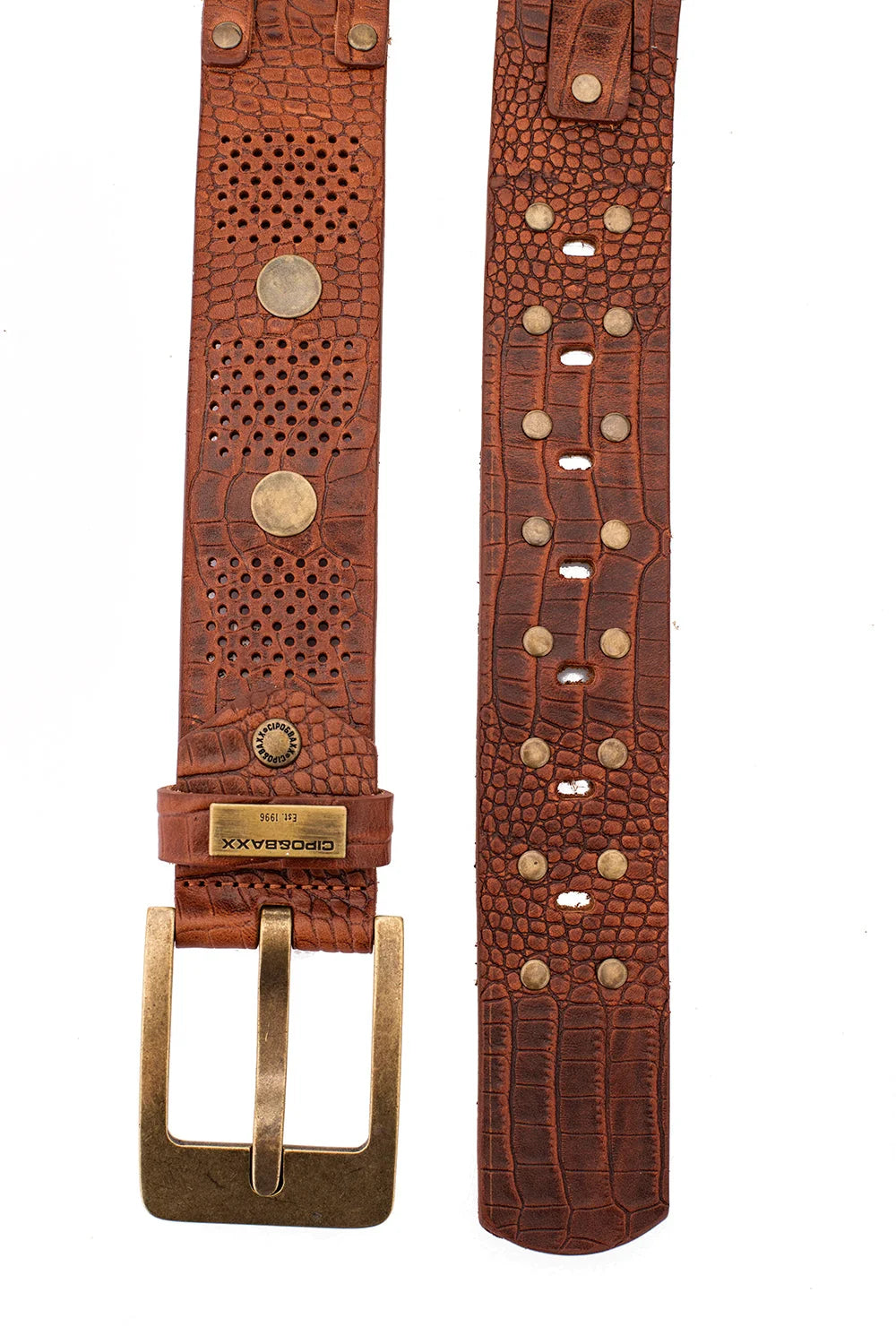 Cipo &amp; Baxx Men's Leather Belt CG162 Brown 