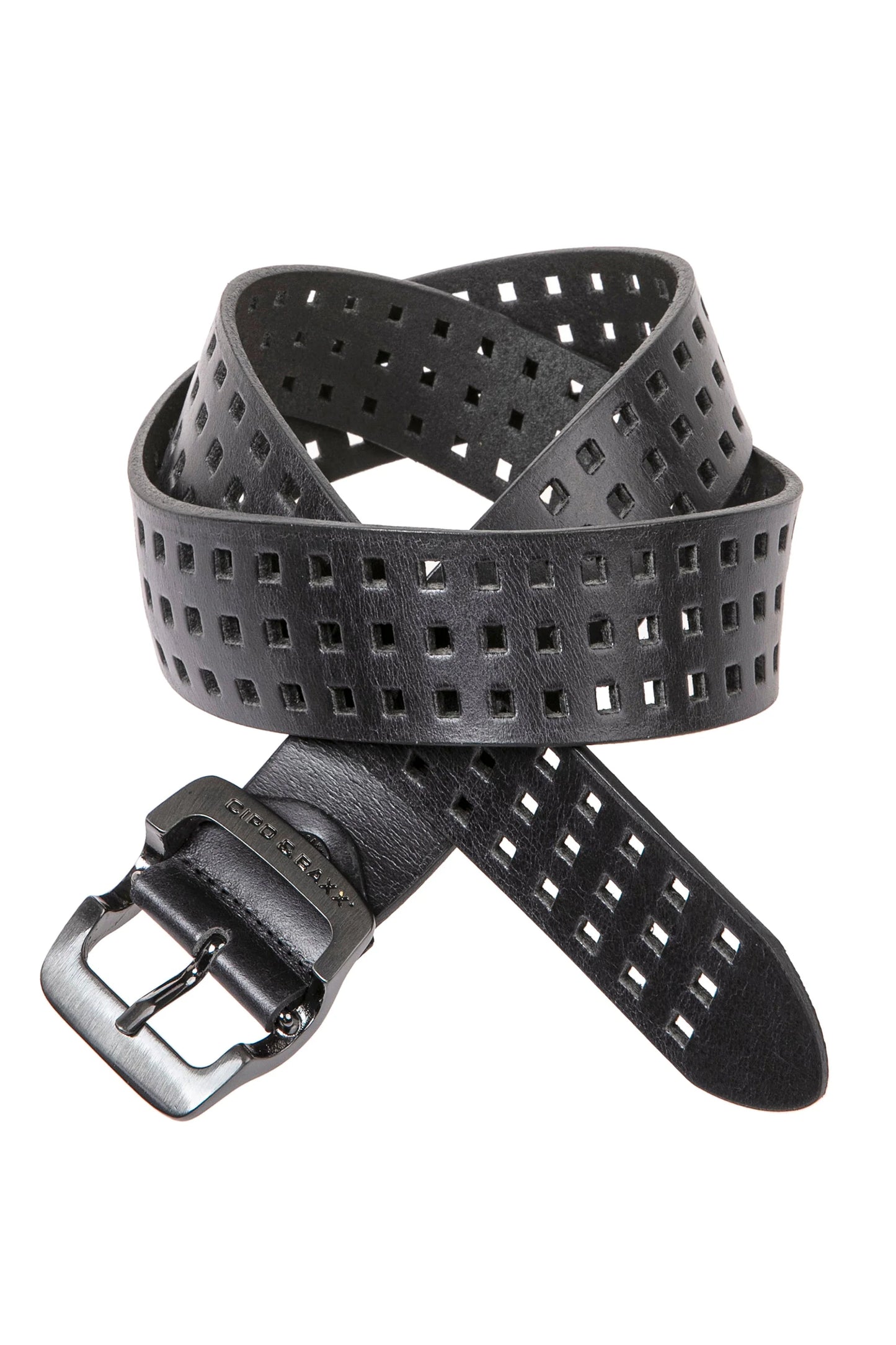 Cipo &amp; Baxx Men's Leather Belt CG162 Black 