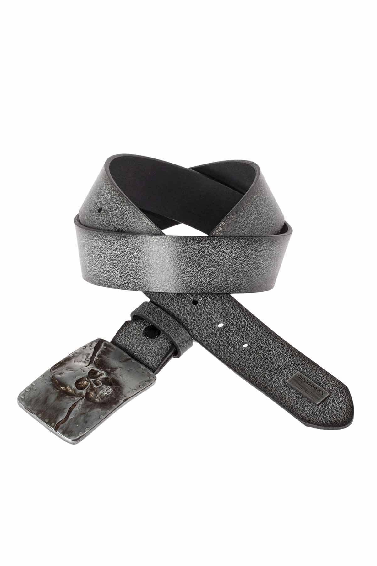 Cipo &amp; Baxx Men's Leather Belt CG170 Grey 