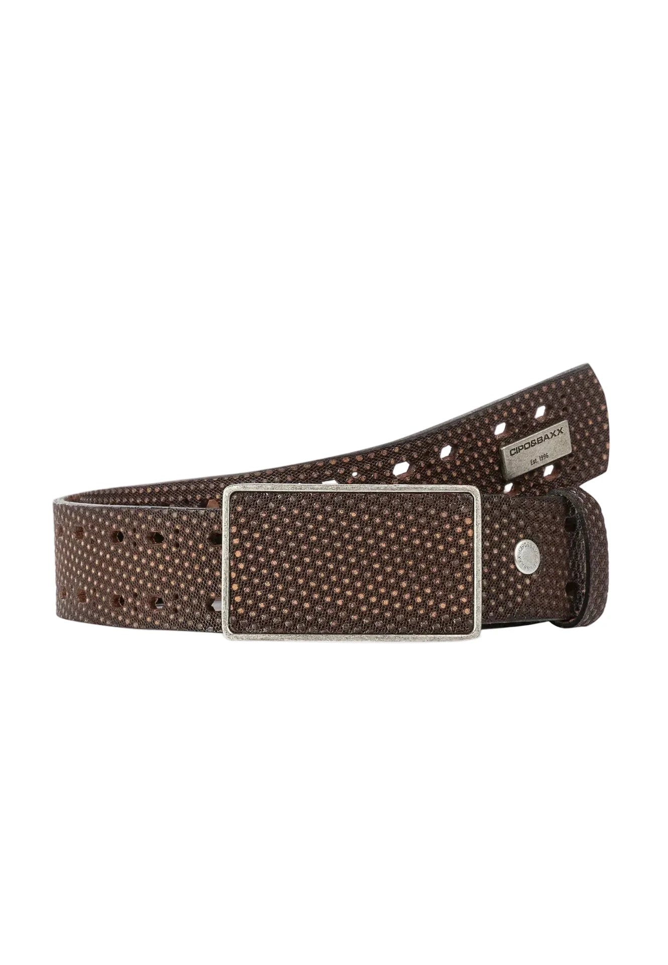 Cipo & Baxx Herren Leder Nietengürtel CG174 braun