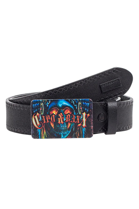 Cipo &amp; Baxx Men's Leather Belt CG200 Black 