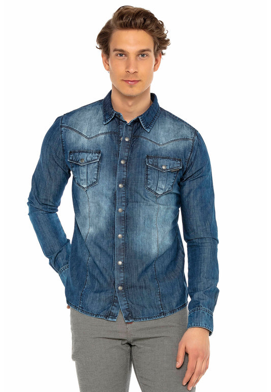 Cipo &amp; Baxx JOE men's denim shirt CH165