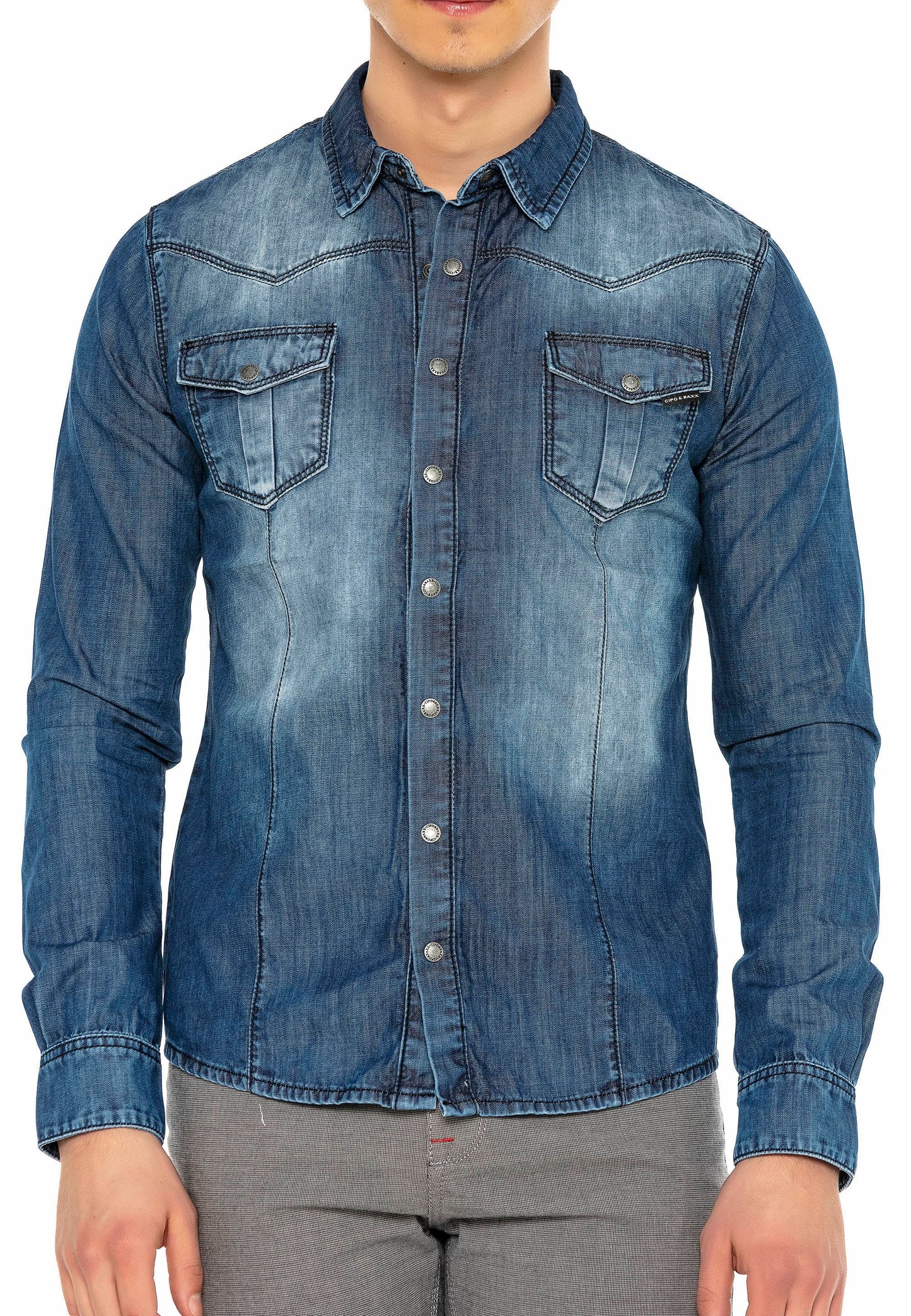 Cipo &amp; Baxx JOE men's denim shirt CH165
