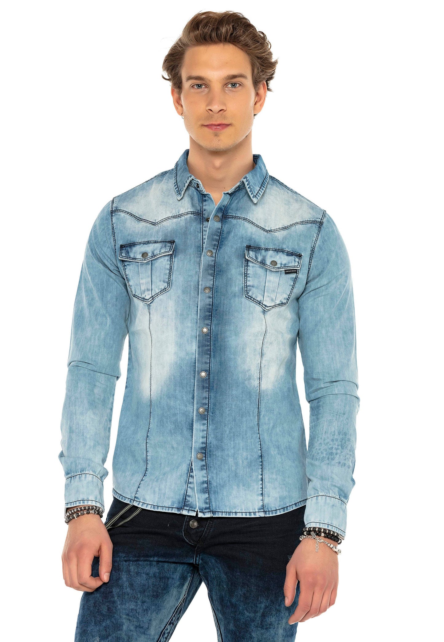 Cipo &amp; Baxx SAMUEL men's denim shirt CH165