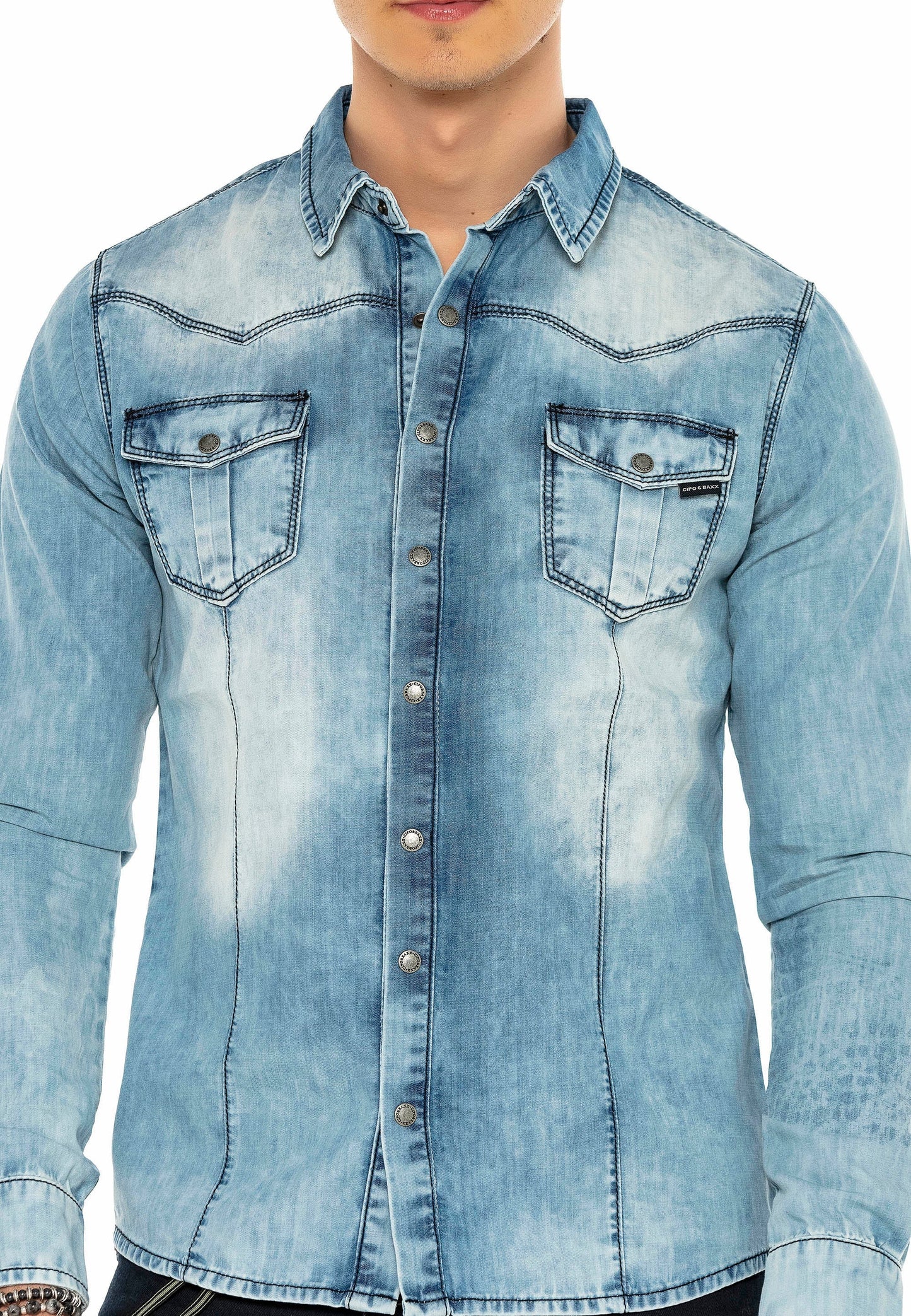Cipo &amp; Baxx SAMUEL men's denim shirt CH165