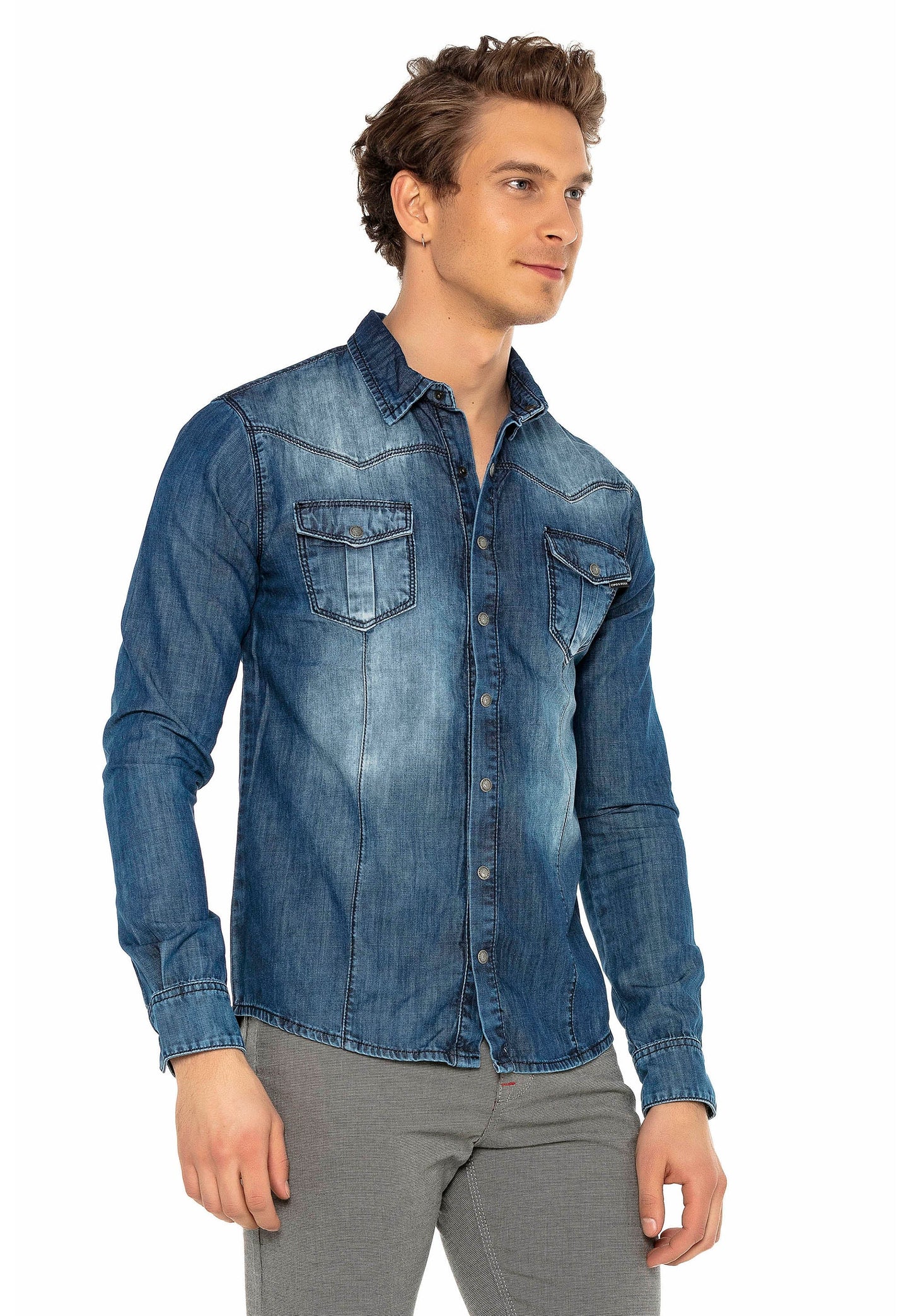 Cipo &amp; Baxx JOE men's denim shirt CH165