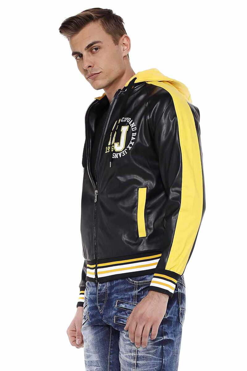 Cipo & Baxx JAMESON Herren Leder Jacke Hoodie CJ237