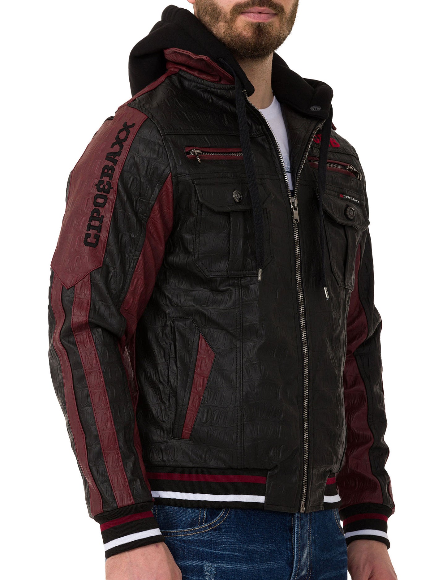 Cipo &amp; Baxx ENZO Men's Biker Leather Jacket CJ284