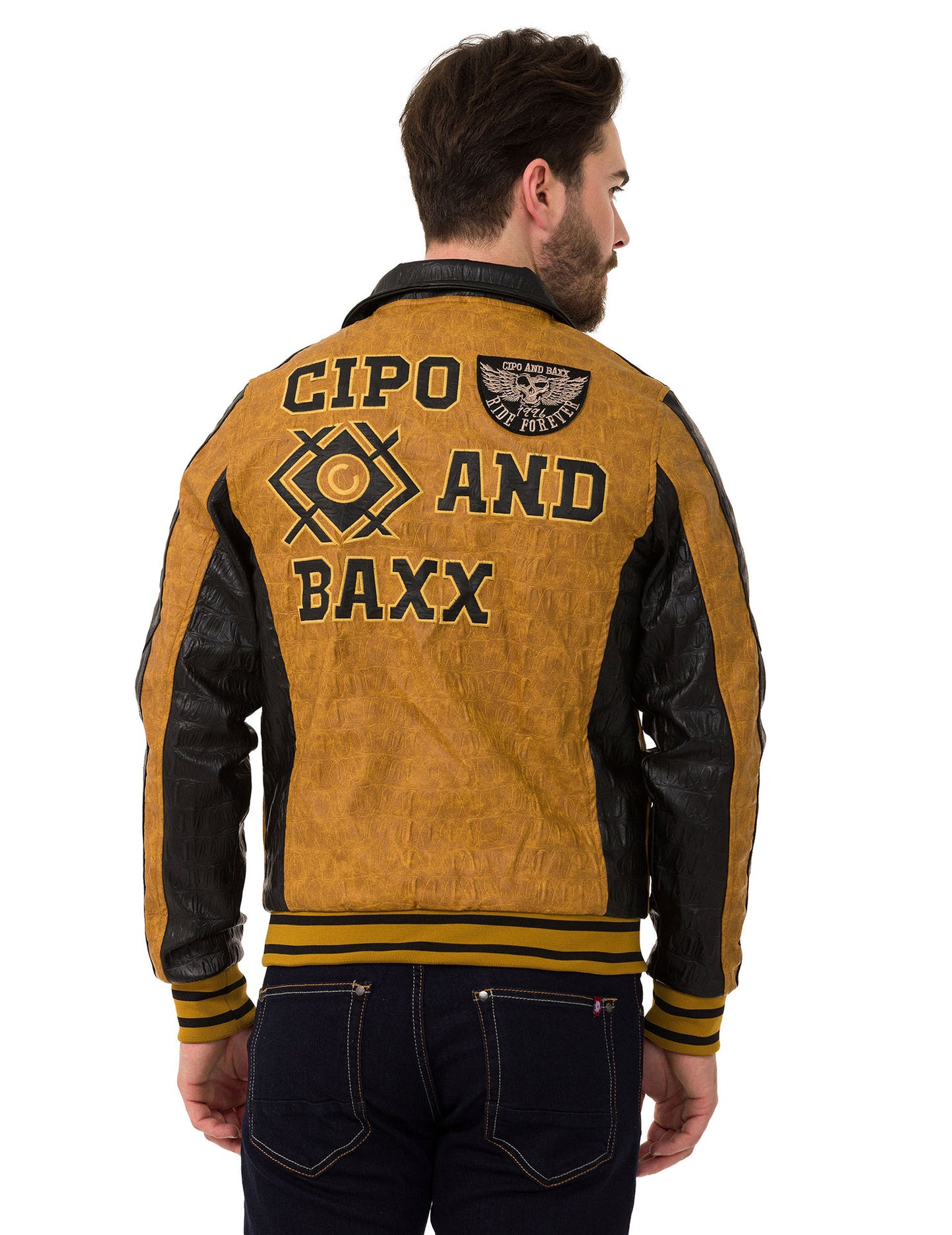 Cipo &amp; Baxx ARTURO Men's Biker Leather Jacket CJ284