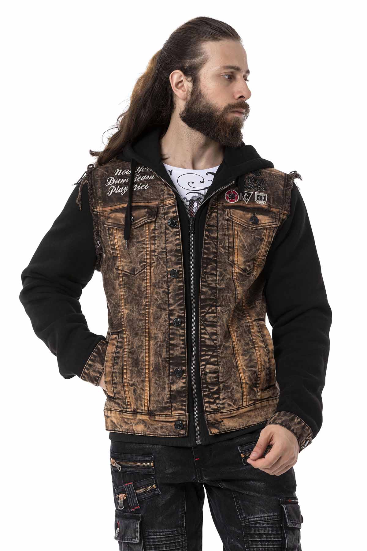 Cipo &amp; Baxx DIVISION Men's Jeans Jacket Vest Denim Hoodie CJ287