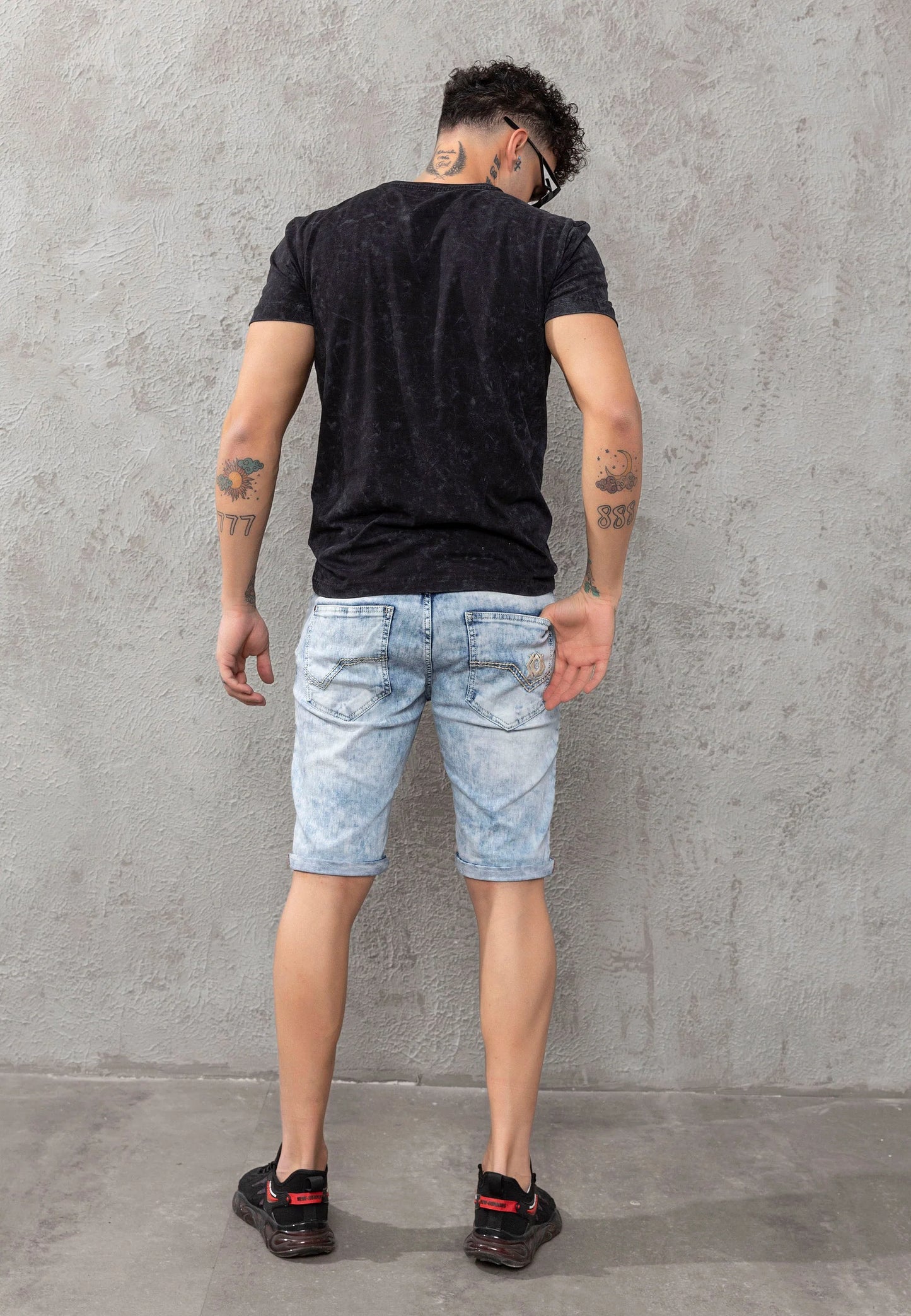 Cipo & Baxx ORBIT Herren Kurze Jeans Iceblue Denim CK266