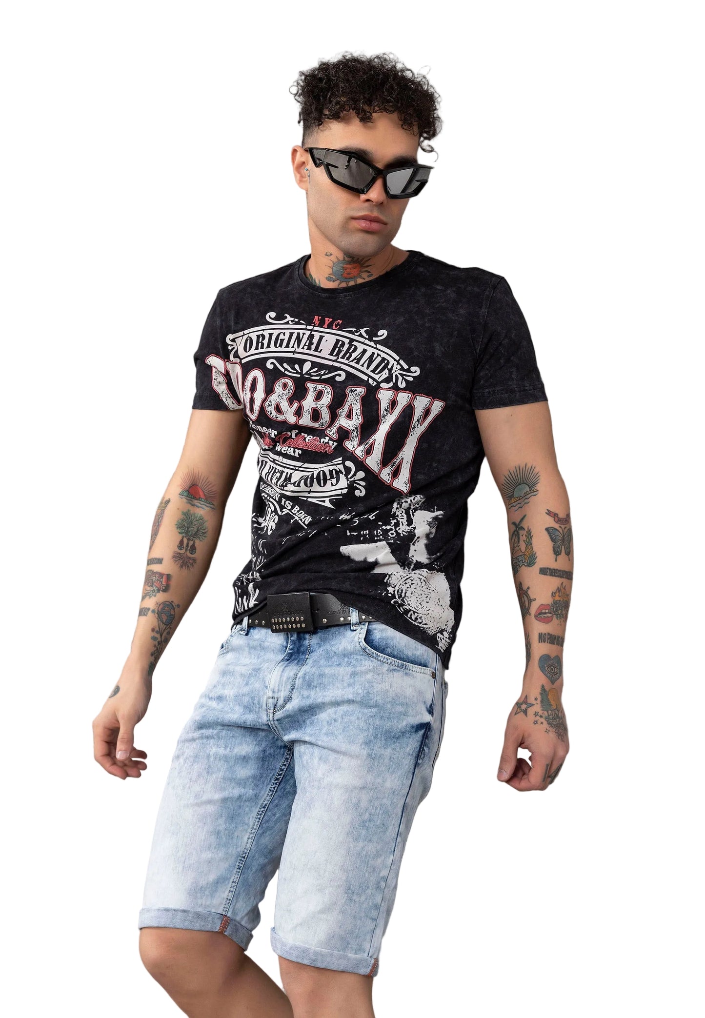 Cipo & Baxx ORBIT Herren Kurze Jeans Iceblue Denim CK266