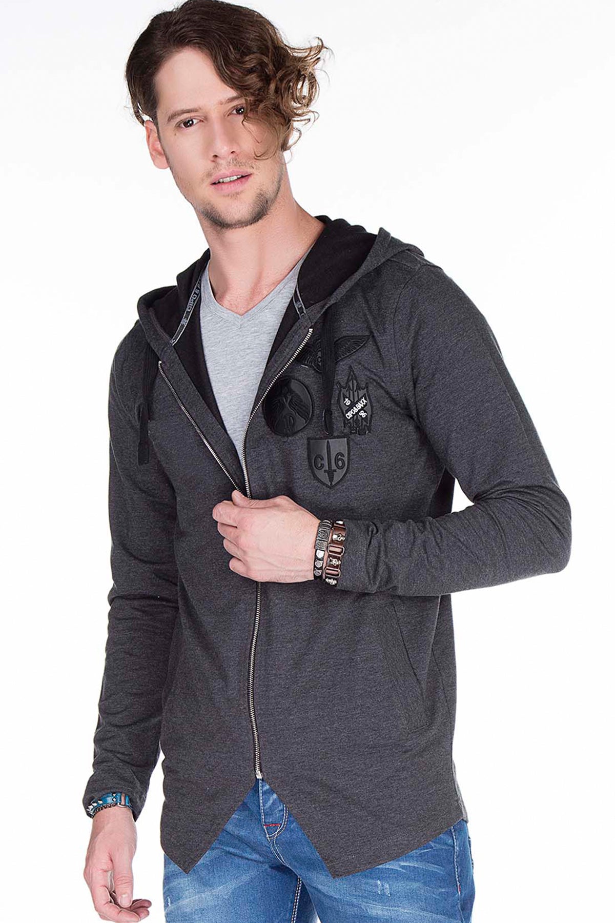 Cipo &amp; Baxx BENOIT men's hooded sweatshirt jacket CL238