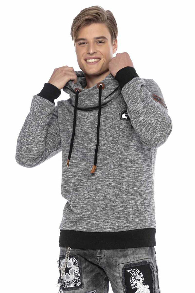 Cipo & Baxx OLIVER Herren Kapuzen Sweatshirt mit Schalkragen CL425