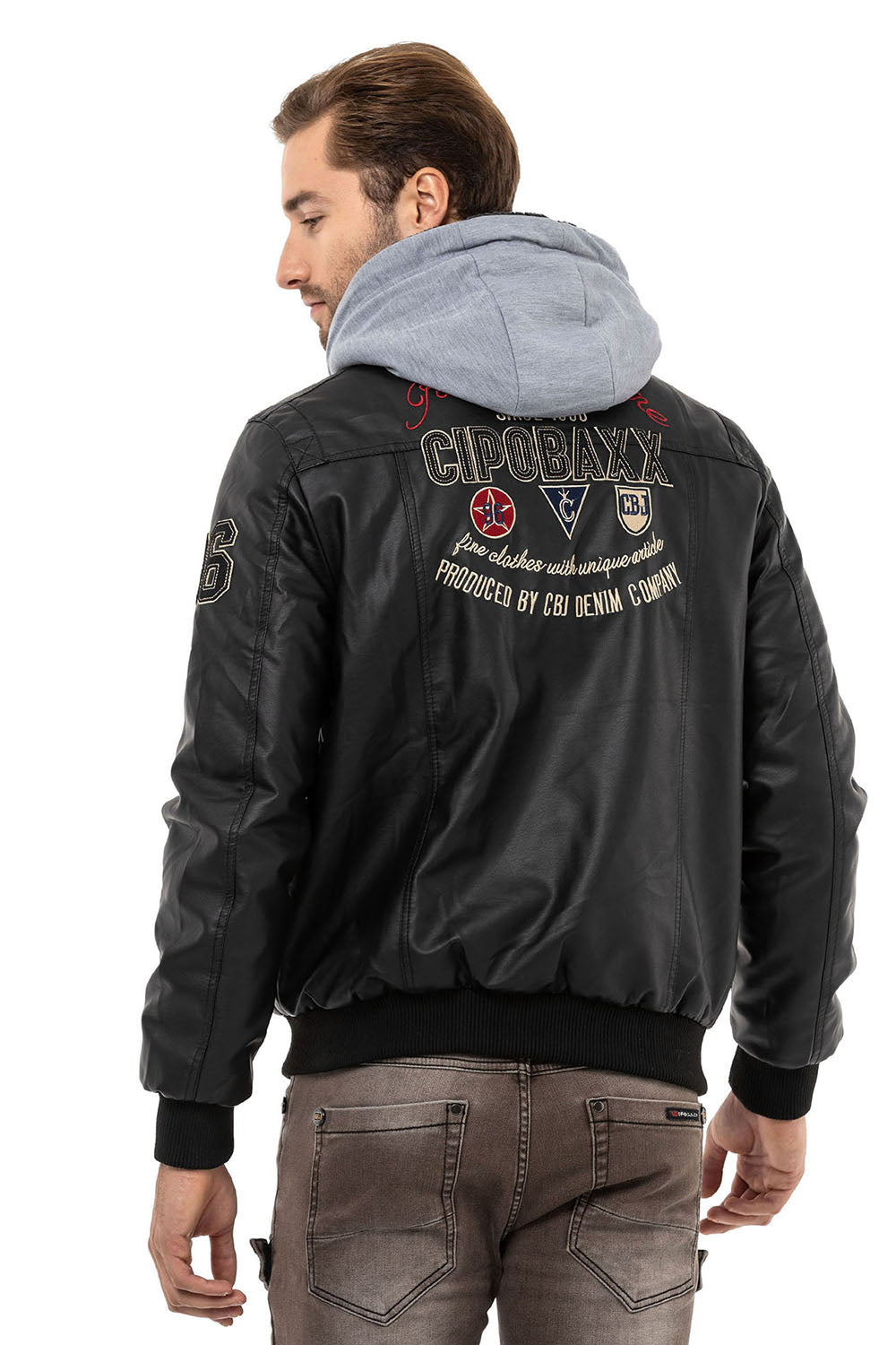 Cipo & Baxx JETFORCE Herren Lederjacke Weste Denim CM215