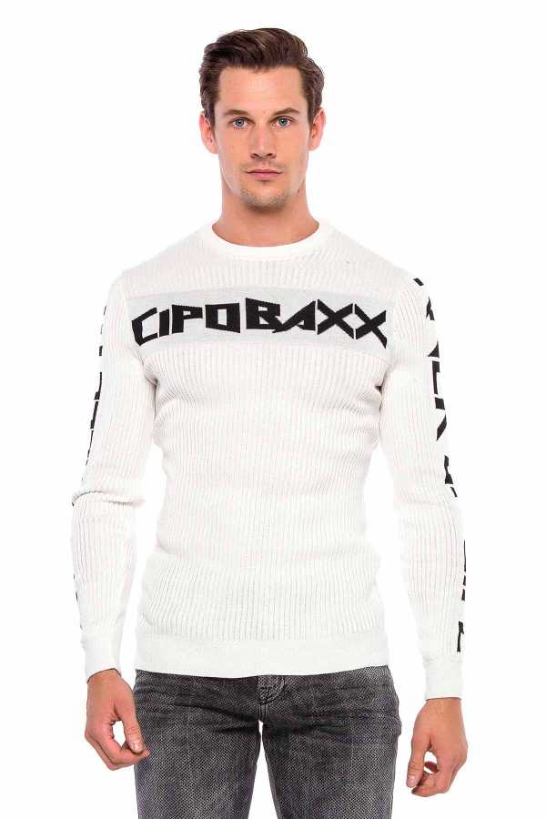 Cipo & Baxx LUBLIN Herren Pullover white CP201