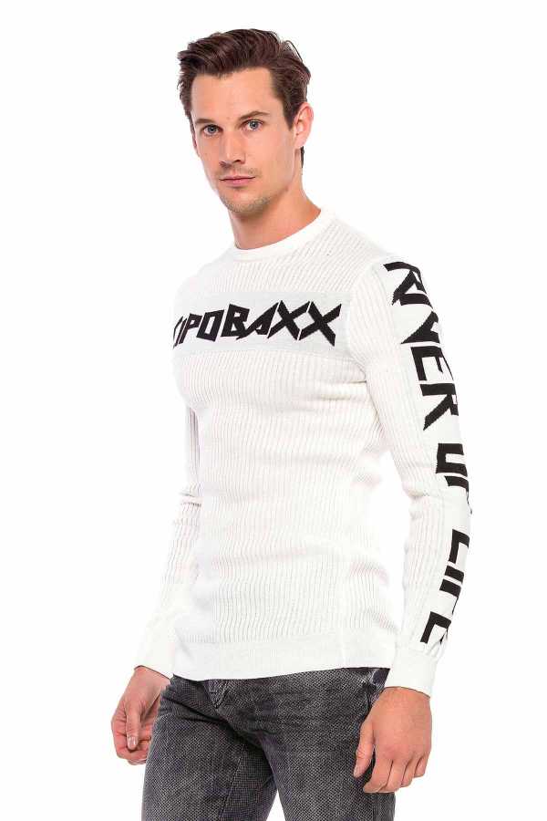 Cipo &amp; Baxx LUBLIN men's sweater white CP201