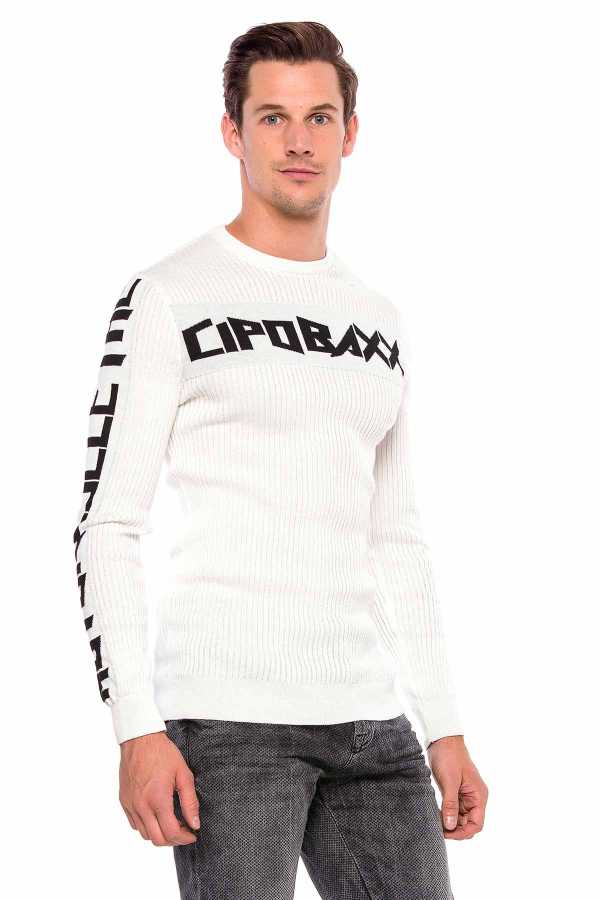 Cipo &amp; Baxx LUBLIN men's sweater white CP201