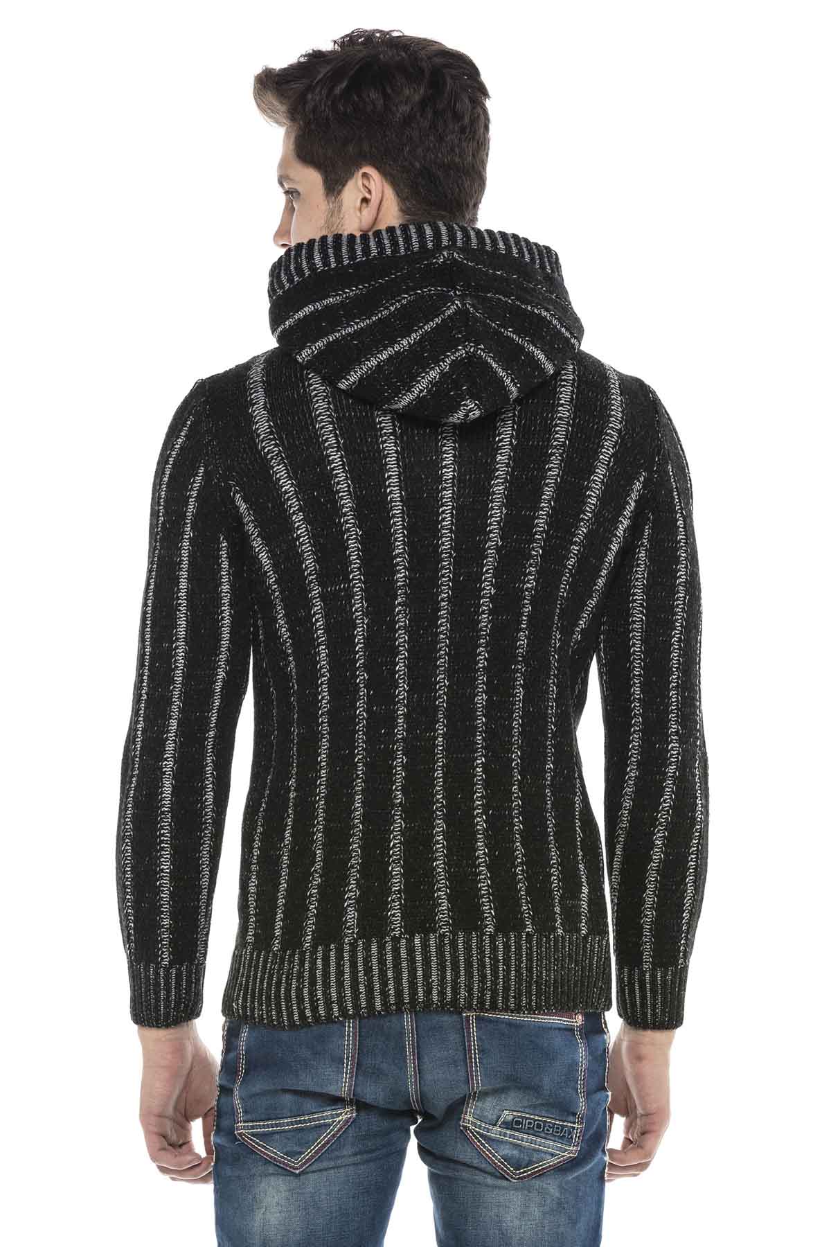 Cipo & Baxx SIRUS Herren Strickpullover Black CP214