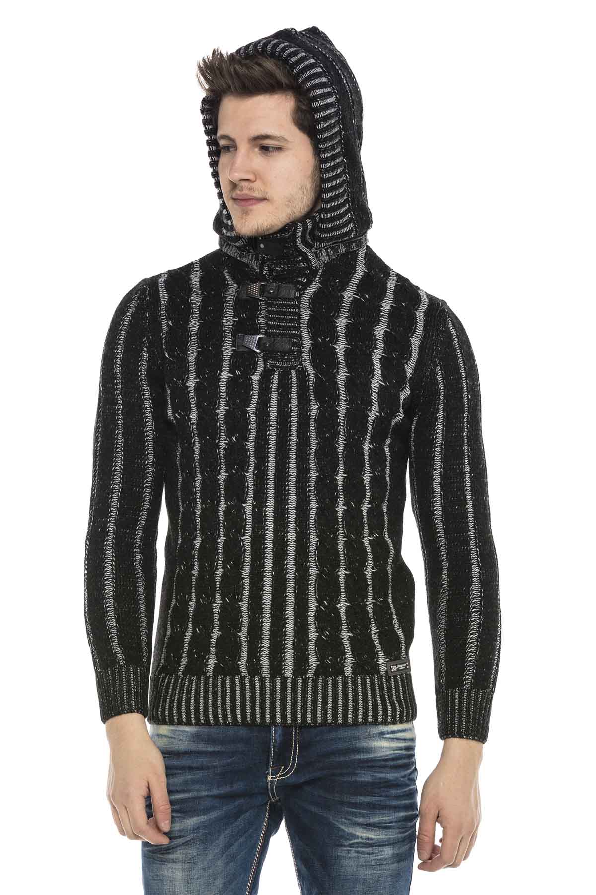 Cipo & Baxx SIRUS Herren Strickpullover Black CP214