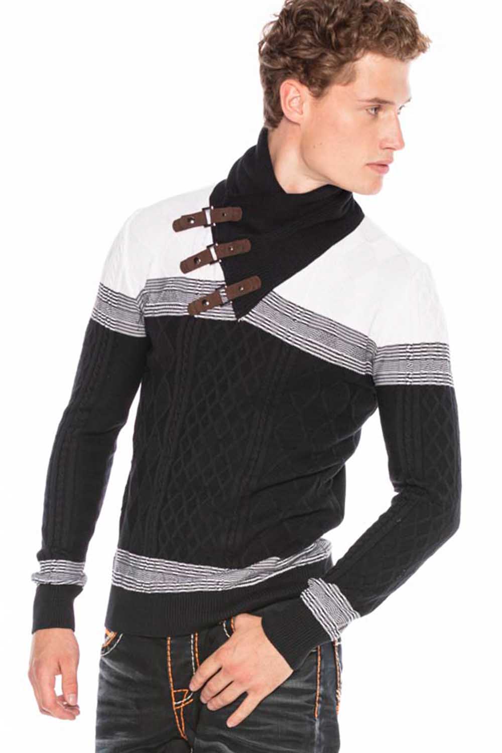 Cipo &amp; Baxx CORFU men's knitted sweater white CP226