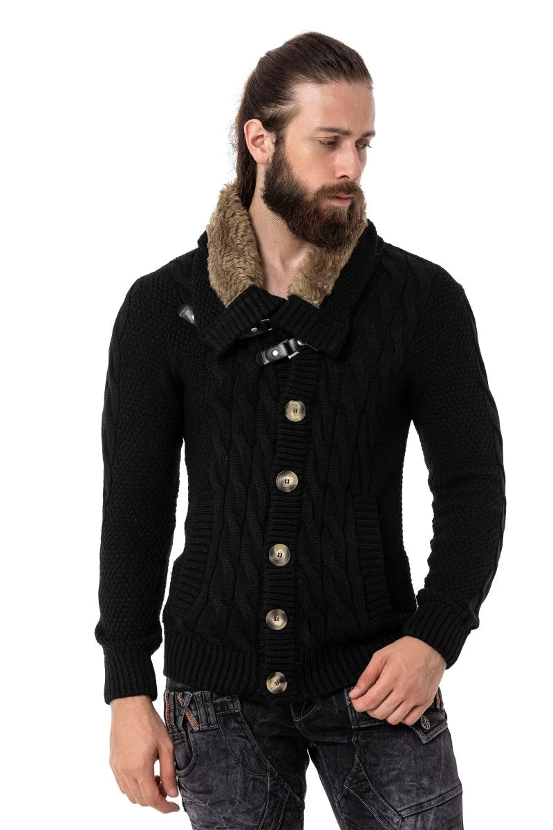 Cipo &amp; Baxx RIGA Men's Knitted Sweater Black CP265