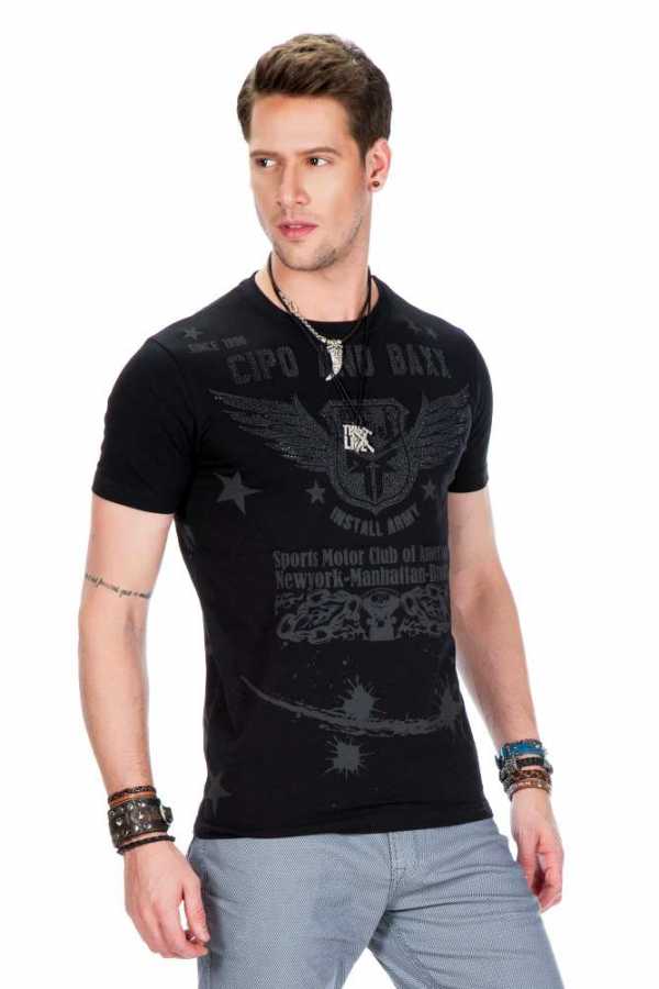 Cipo & Baxx FRANC Herren T-Shirt black CT373