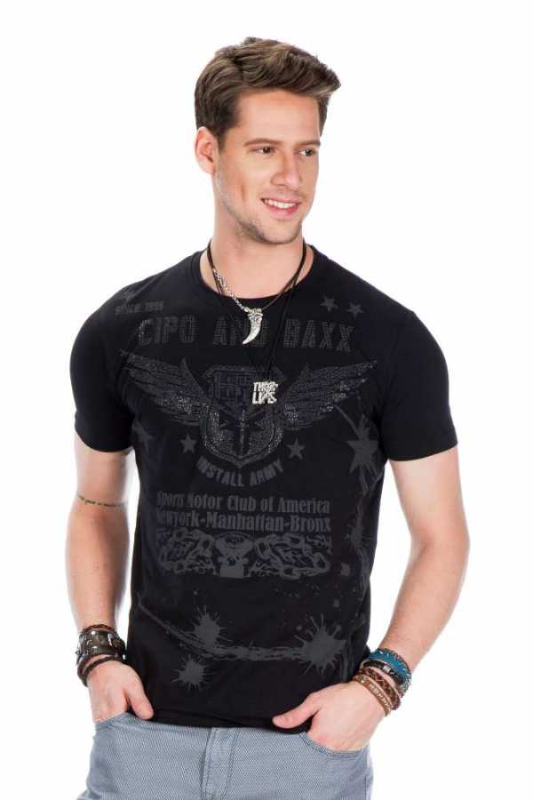 Cipo &amp; Baxx FRANC Men's T-Shirt black CT373