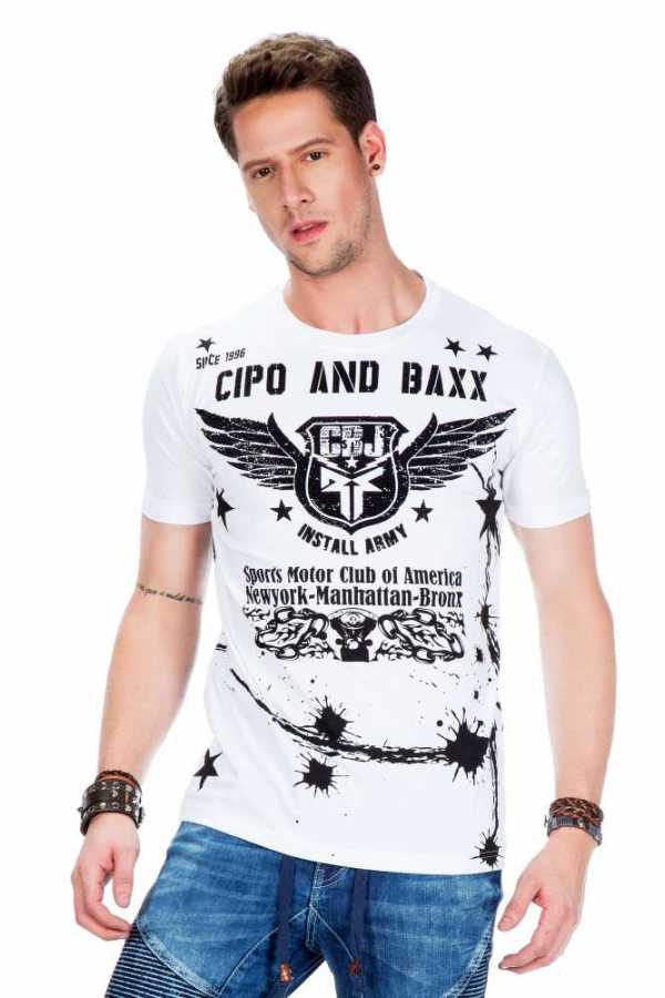 Cipo & Baxx FRANC Herren T-Shirt white CT373