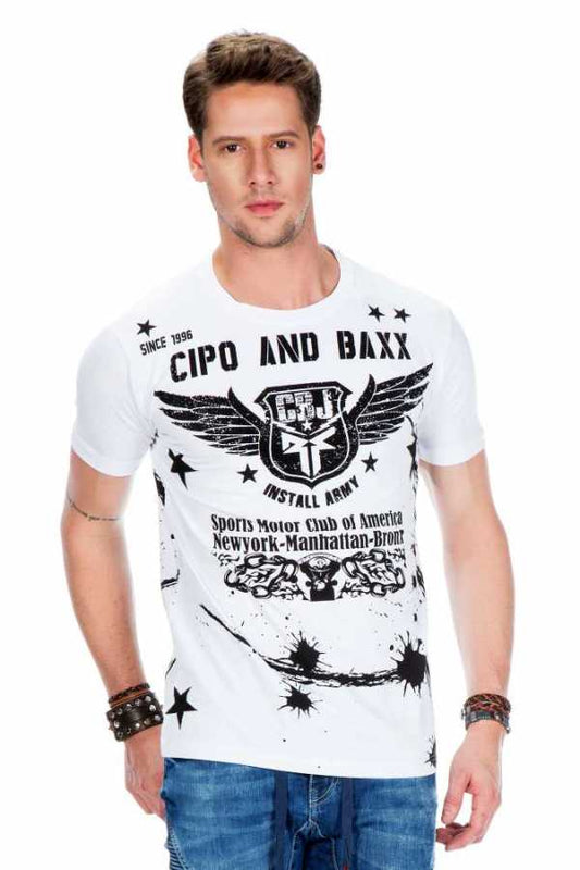 Cipo &amp; Baxx FRANC Men's T-Shirt white CT373