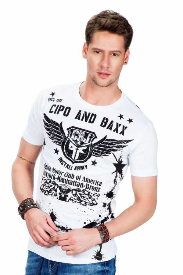 Cipo &amp; Baxx FRANC Men's T-Shirt white CT373