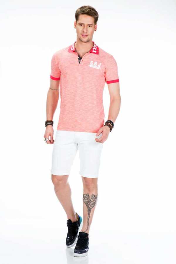 Cipo & Baxx TREKS coral Herren Polo T-Shirt CT416