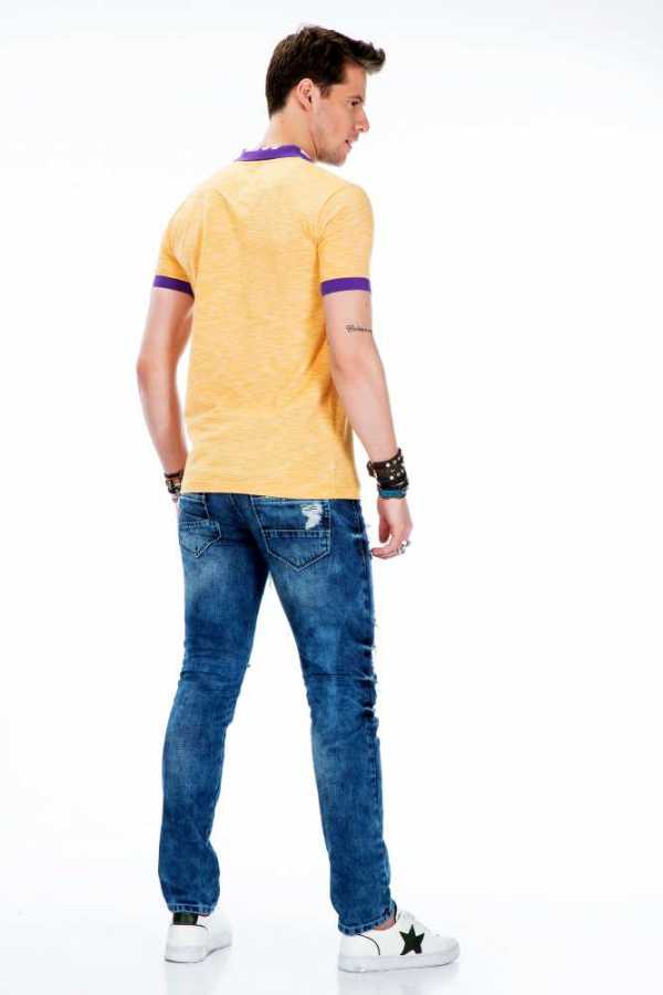 Cipo & Baxx TREKS yellow Herren Polo T-Shirt CT416