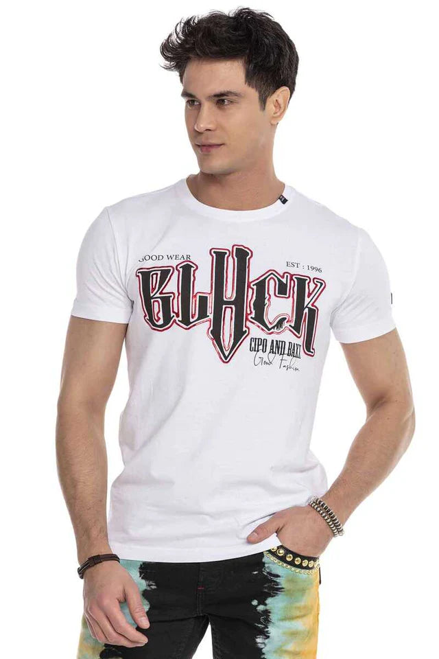 Cipo & Baxx KASIMIR Herren T-Shirt CT617 white