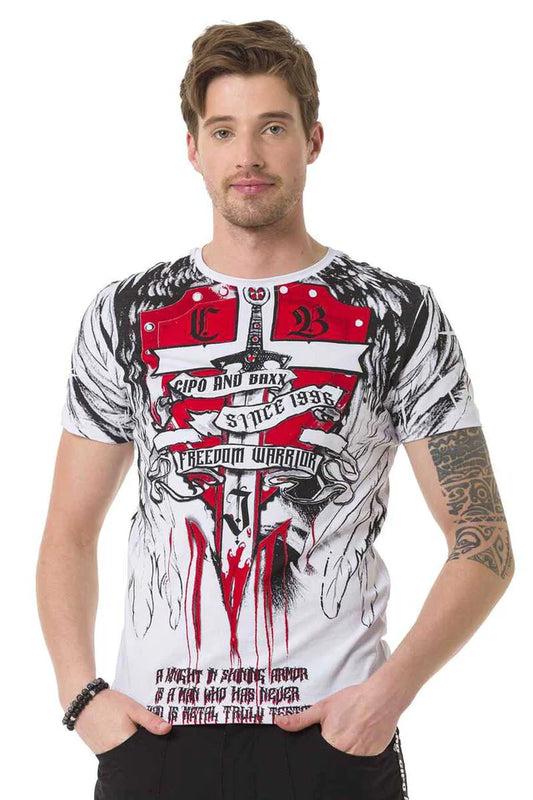 Cipo & Baxx WARRIOR Herren T-Shirt CT673 white