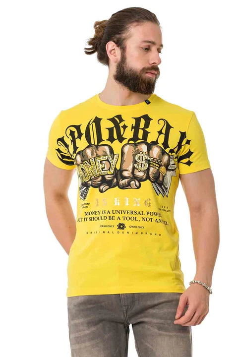 Cipo &amp; Baxx DOLLAR yellow men's T-shirt CT714