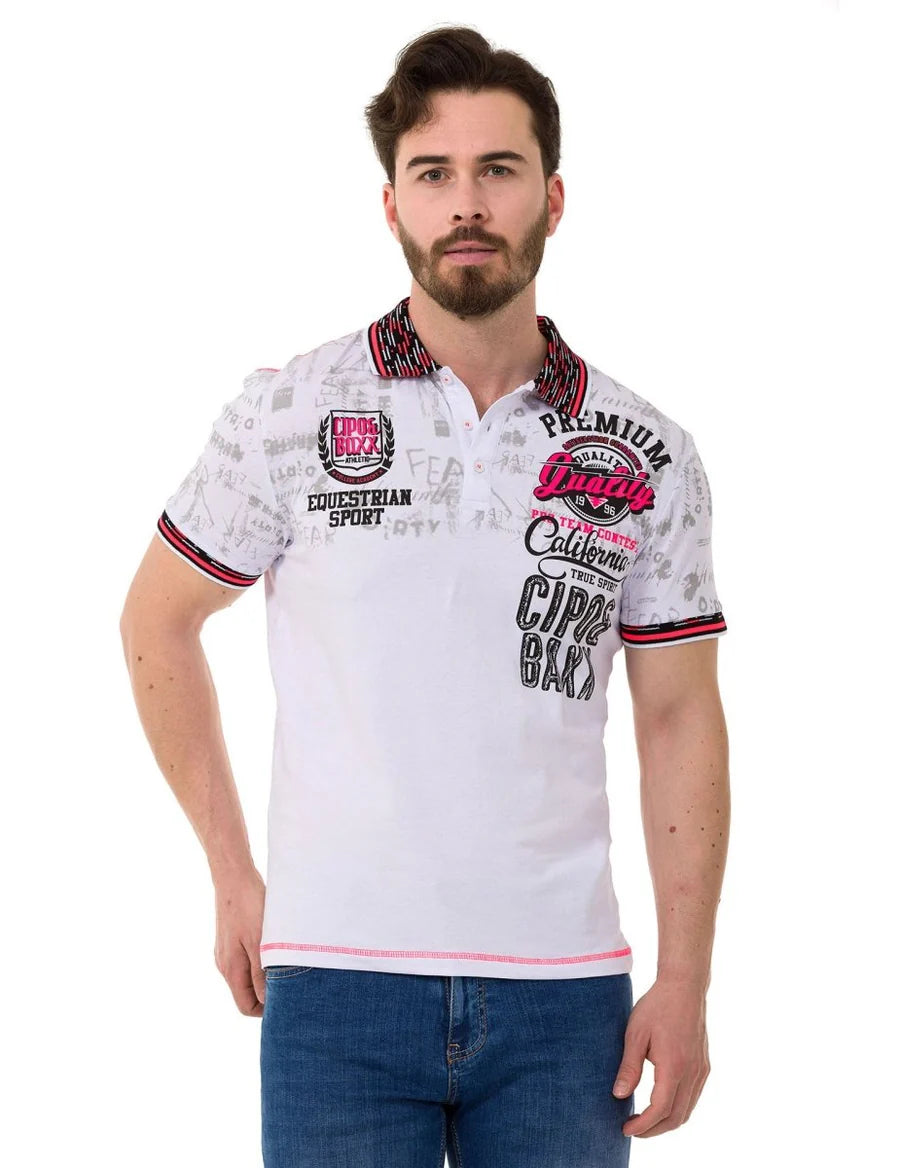 Cipo &amp; Baxx MARINE fuchsia men's polo t-shirt CT738