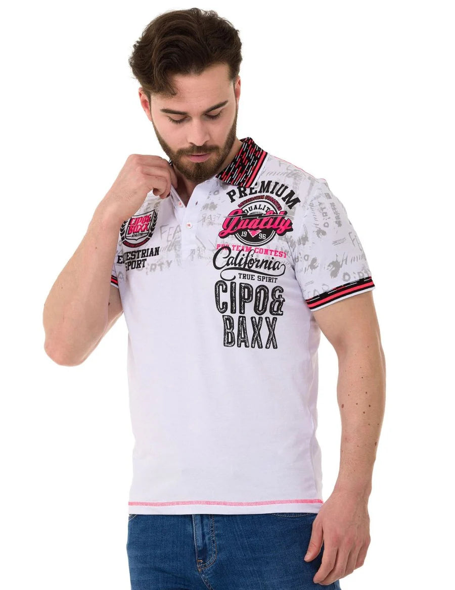 Cipo &amp; Baxx MARINE fuchsia men's polo t-shirt CT738