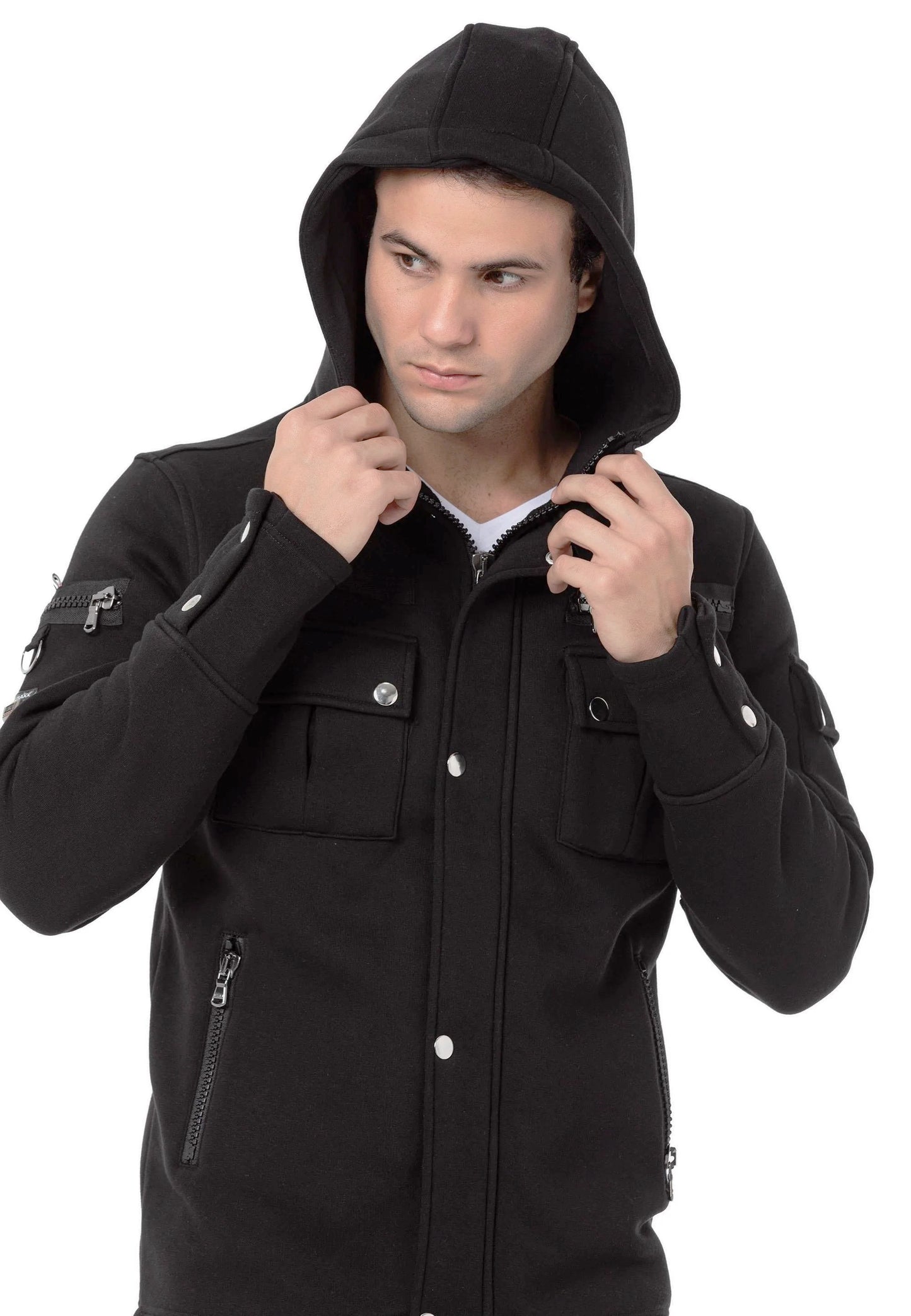 Cipo &amp; Baxx SIMBA Men's Jeans Jacket Hooded Denim CJ301