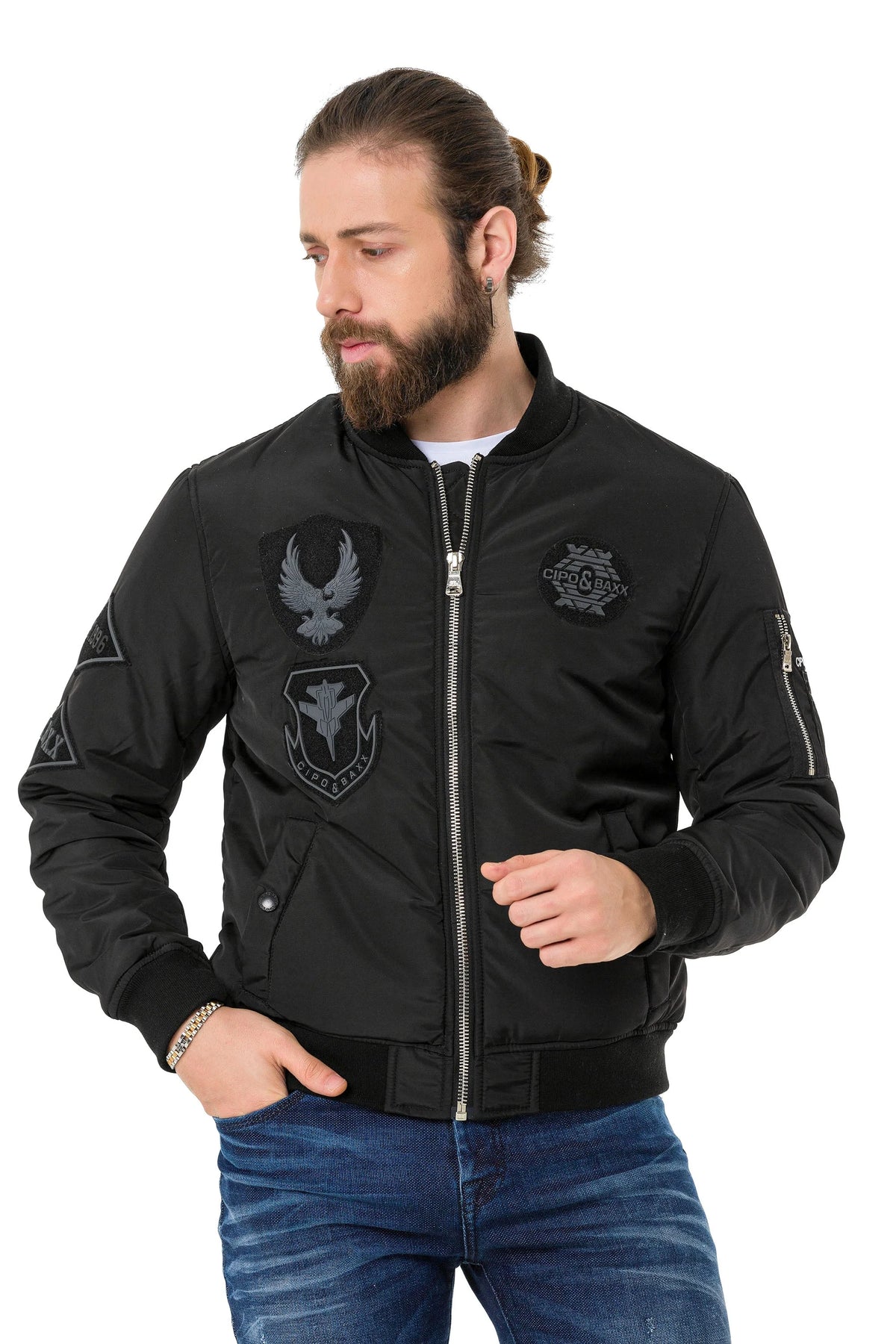 Cipo &amp; Baxx PERM men's bomber jacket hood CM134