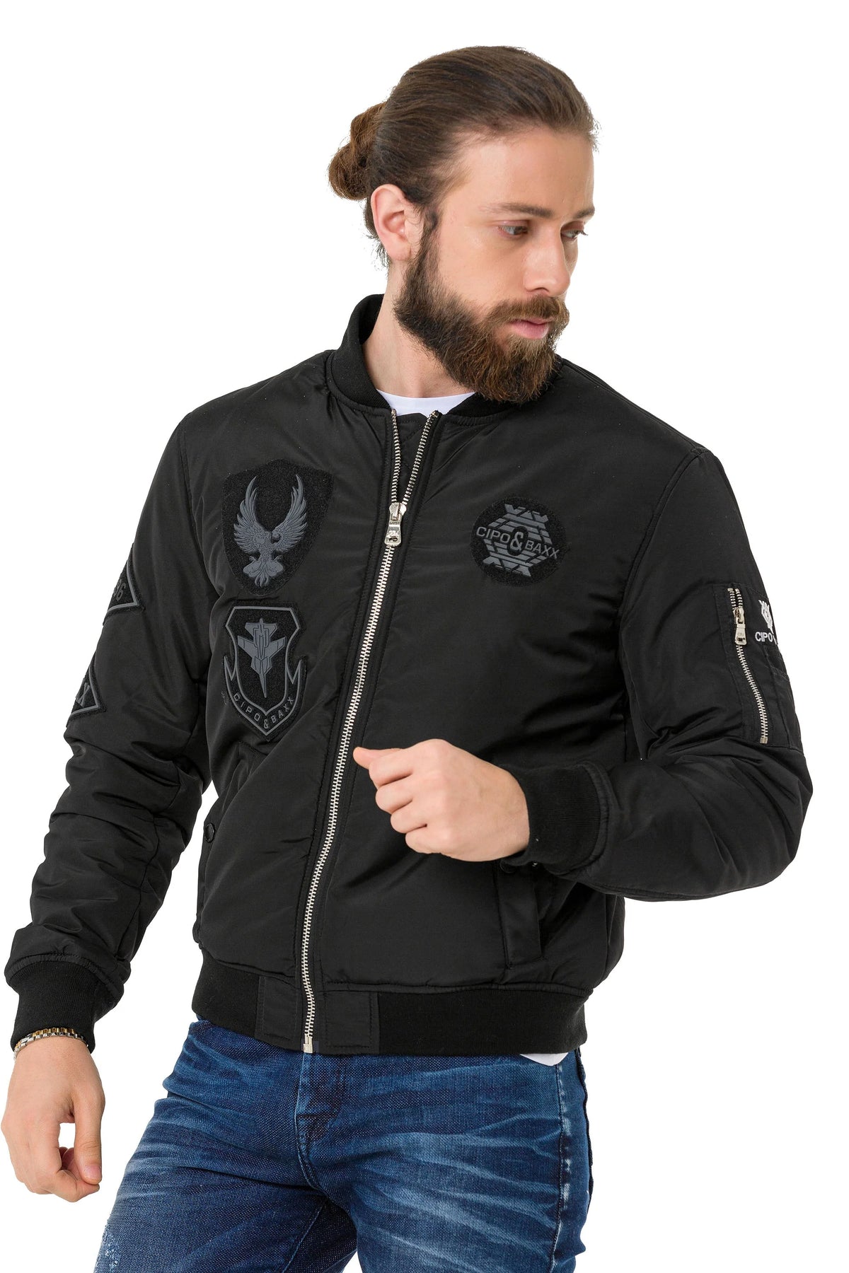Cipo &amp; Baxx PERM men's bomber jacket hood CM134