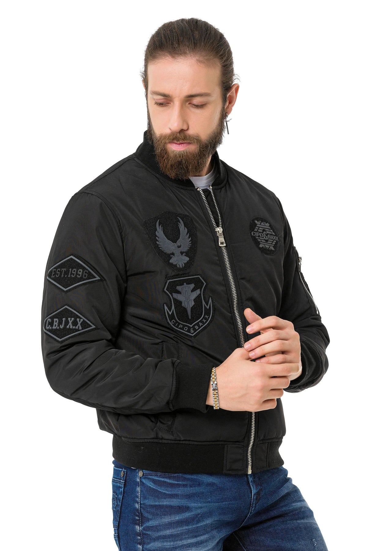 Cipo &amp; Baxx PERM men's bomber jacket hood CM134