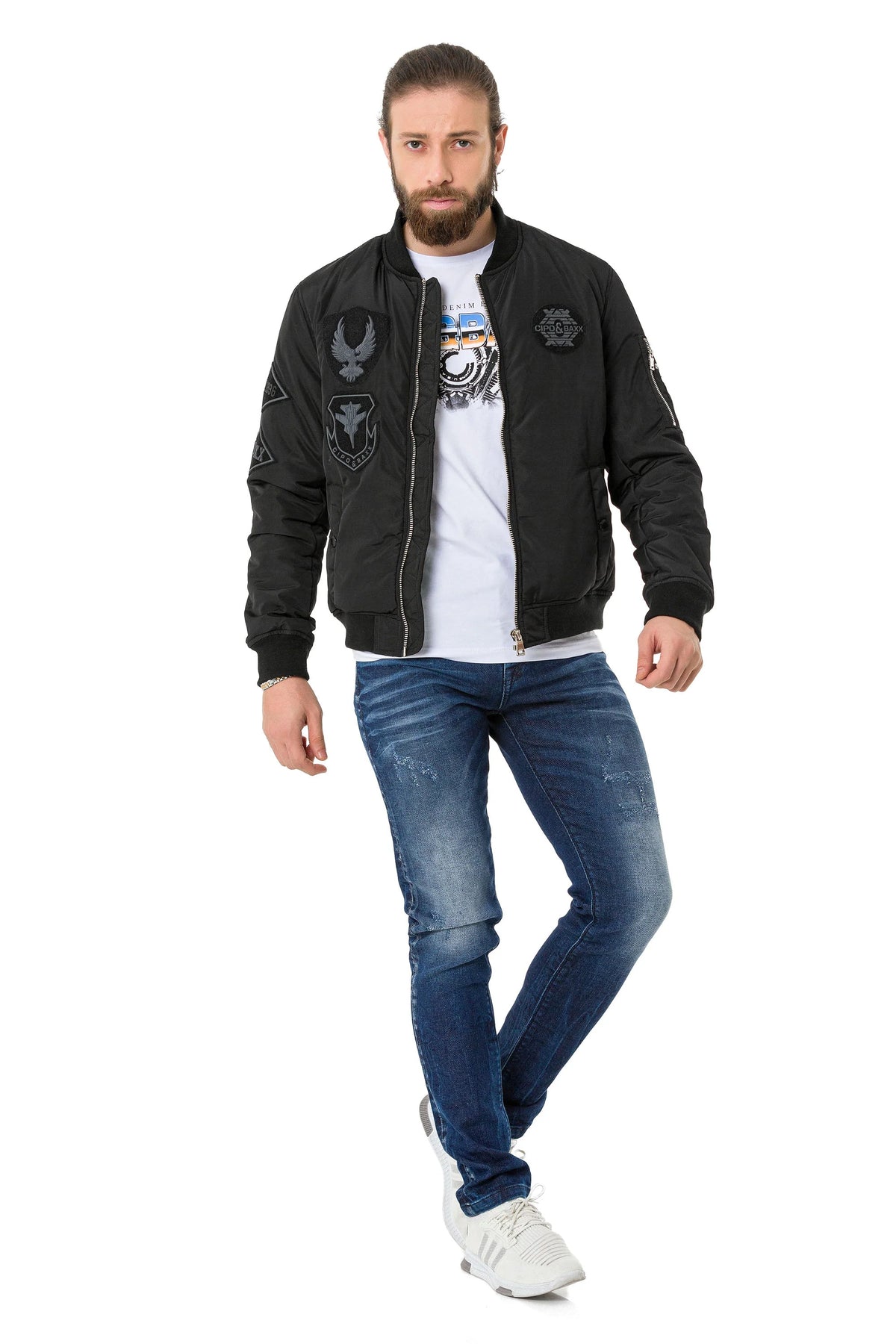 Cipo &amp; Baxx PERM men's bomber jacket hood CM134