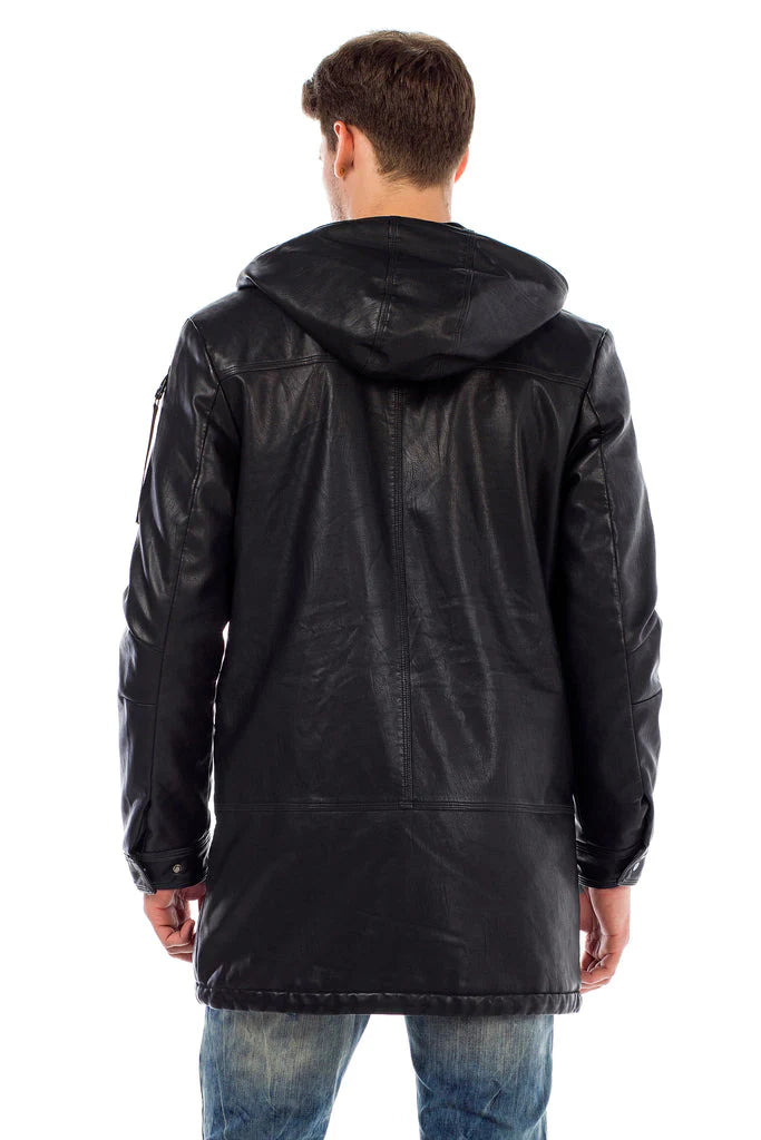 Cipo &amp; Baxx BLACKNESS men's leather coat CM148