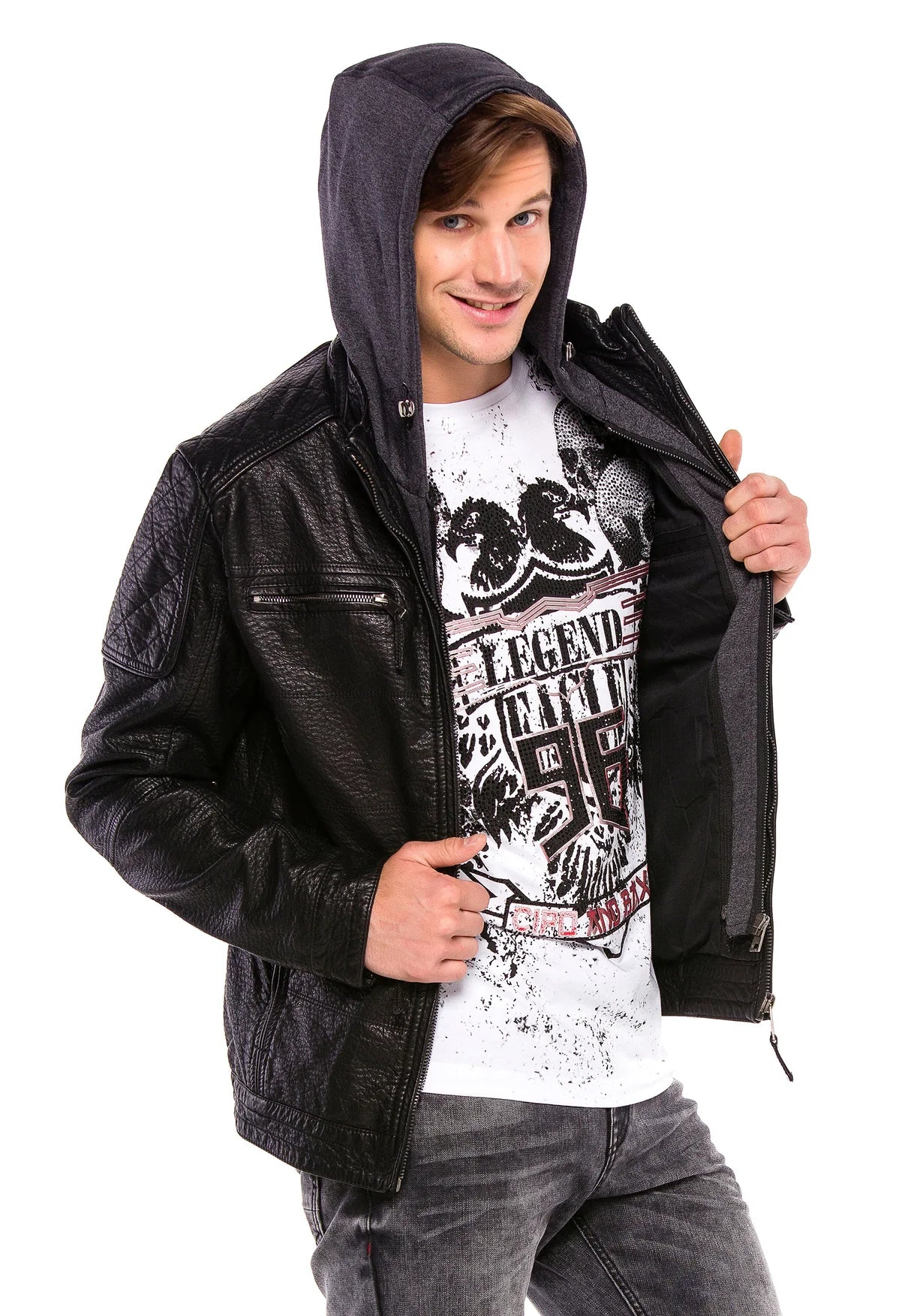 Cipo & Baxx LEO Herren Biker LederJacke CM156