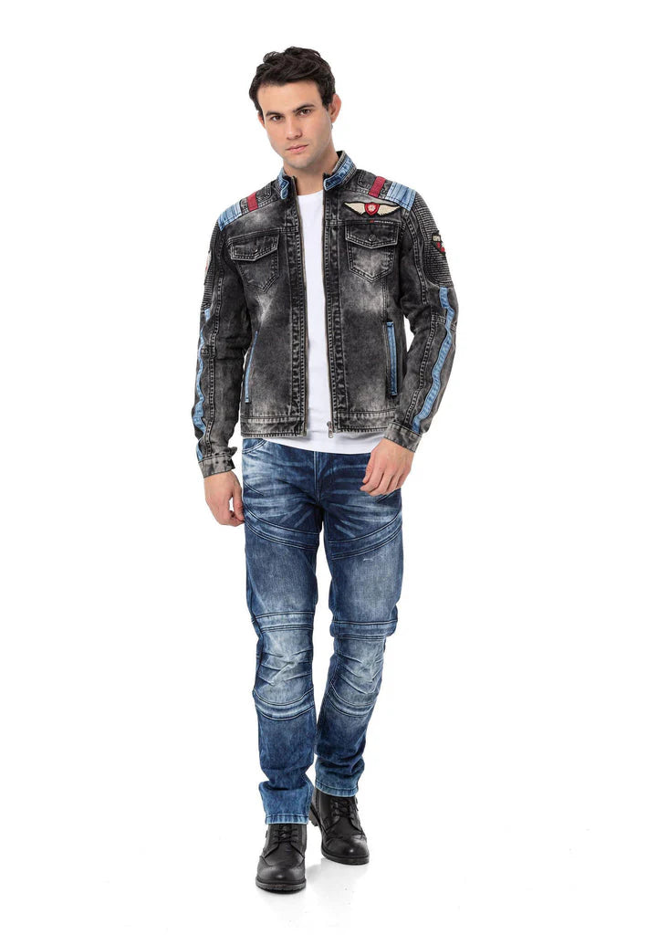 Cipo &amp; Baxx SIMBA Men's Jeans Jacket Hooded Denim CJ301