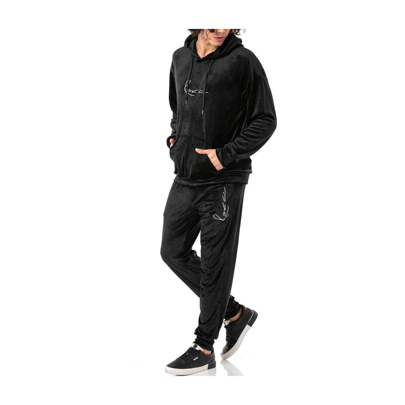 Redbridge Men's Jogging Suit Set Velor Signature Black M2216-M4305