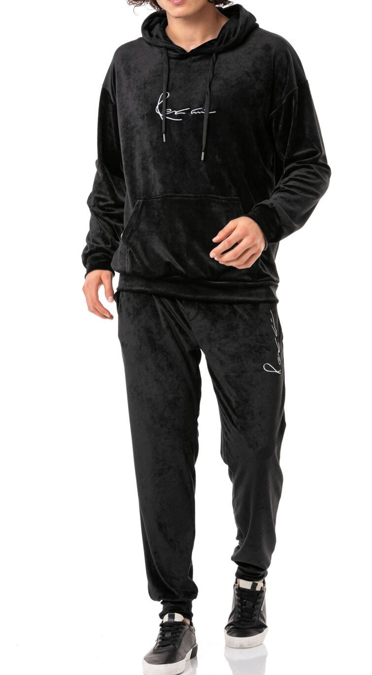 Redbridge Men's Jogging Suit Set Velor Signature Black M2216-M4305